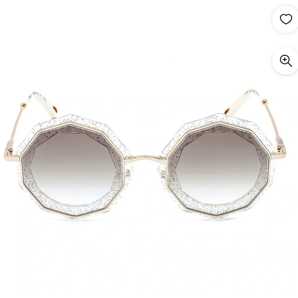 Chloé Caite Geometric Glitter Sunglasses Silver/Gold EUC w/ Case sunnies